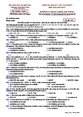 Đề kiểm tra học kỳ I môn Hóa học Lớp 12 - Năm học 2014-2015